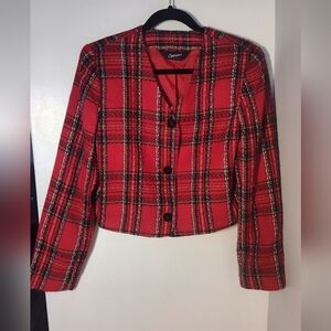 Melrose Women's Red Plaid Blazer Size Lg #732